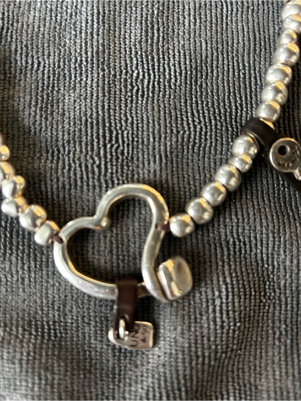 Pandora Silver Heart Toggle Necklace with Black Accent Leather Detail